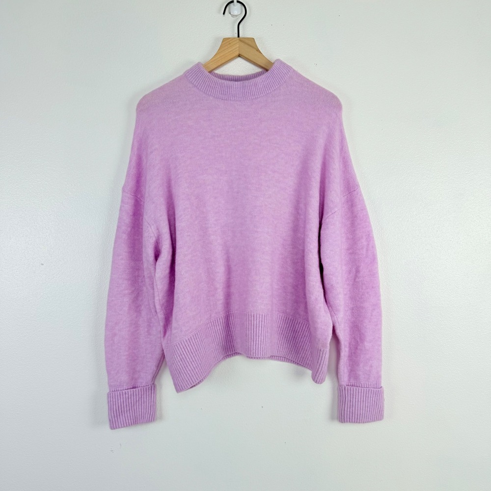 Pilcro Oversized Sweater Womens S Pink Purple Crewneck Wool Blend Relaxed Cozy